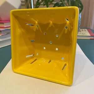 Crate & Barrel Berry Basket Fruit Container Yellow Ceramic